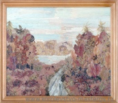 Флористическая картина "Осенний лес" из сухих листьев